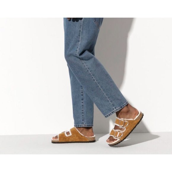 Birkenstock Arizona Sz 40/ Men's 7 Fur Lined Sandals Mink - Picture 8 of 10